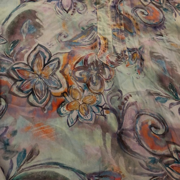 Tianello 100% silk, long sleeve, floral, print blouse - Picture 6 of 12